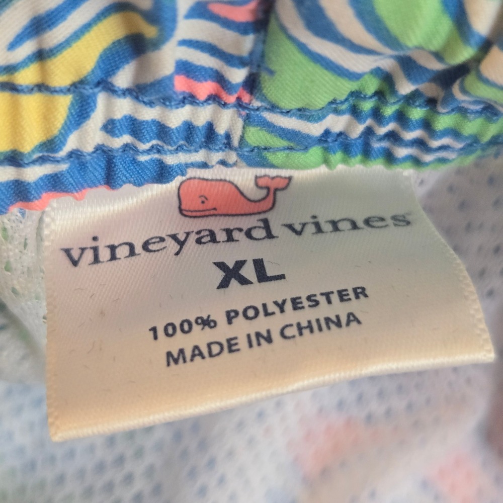 Vineyard Vines Mens Tropical Monstera Leaf Print Swim Trunks Blue Pink Green XL - Picture 5 of 9